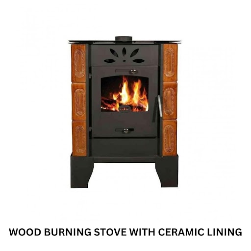 Wood burning stove with ceramic lining